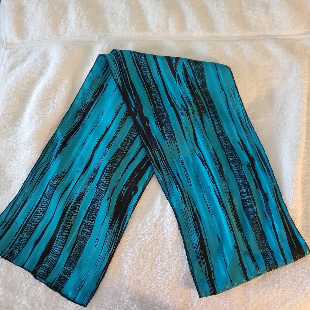 Stylish Blue and Black Striped Scarf, Dressy